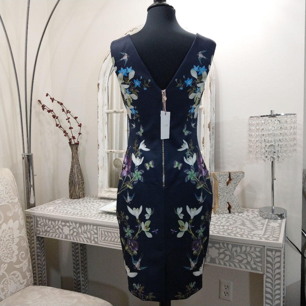 🍒NWT🍒 TED BAKER NAVY PENCIL DRESS - Picture 6 of 9